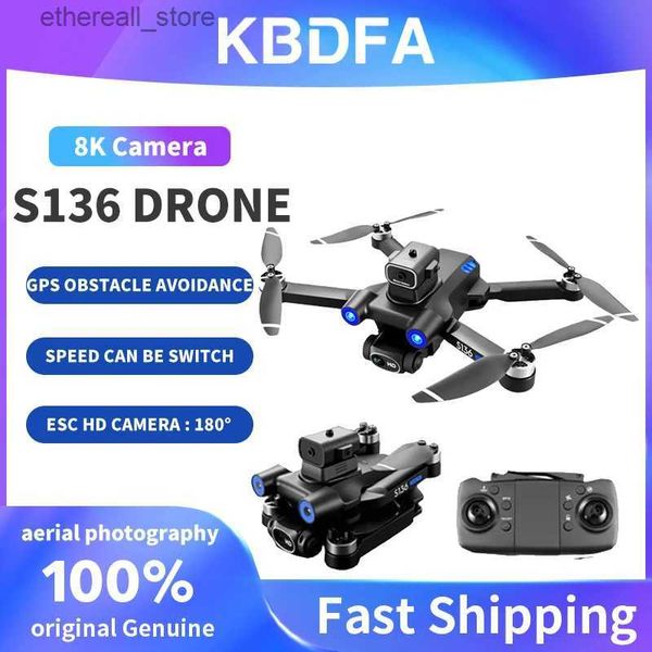 Drones KBDFA S136 4K HD Cámara dual Drone GPS Sin escobillas Profesional Láser Evitación de obstáculos Helicóptero Plegable Quadcopter Juguete Regalos Q231108