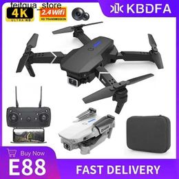 Drones KDBFA 2024 NIEUW E88 PRO WIFI FPV DRONE WIDE HOOG HD 4K 1080P Camera Hoogte Handhaaf RC Foldable Four Helicopter Drone Helicopter Toy S24513