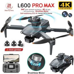 Drones L600 Pro Max Drone 4k drie-as PTZ HD Dual Camera Laser Obstacle Vermijding Borstelloze motor GPS 5G WIFI RC FPV Quadcopter Toys