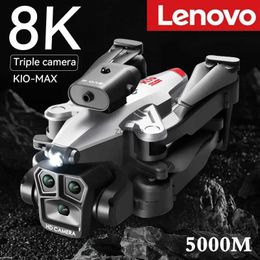 Drones Lenovo K10Max Drone 8K Profesional con tres cámaras Localización de flujo óptico inteligente Evitación de obstáculos de cuatro vías RC 5000M