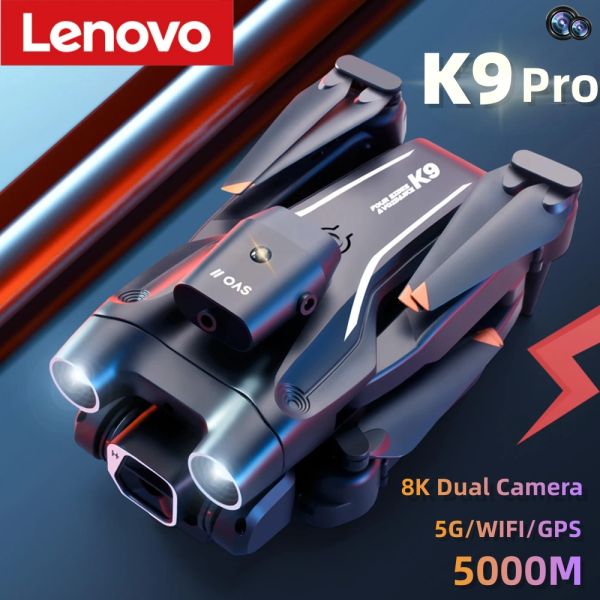 Drones Lenovo K9 Pro Drone de photographie aérienne professionnelle 8K double caméra HD HDR évitement d'obstacle GPS Smart Follow One Key Return