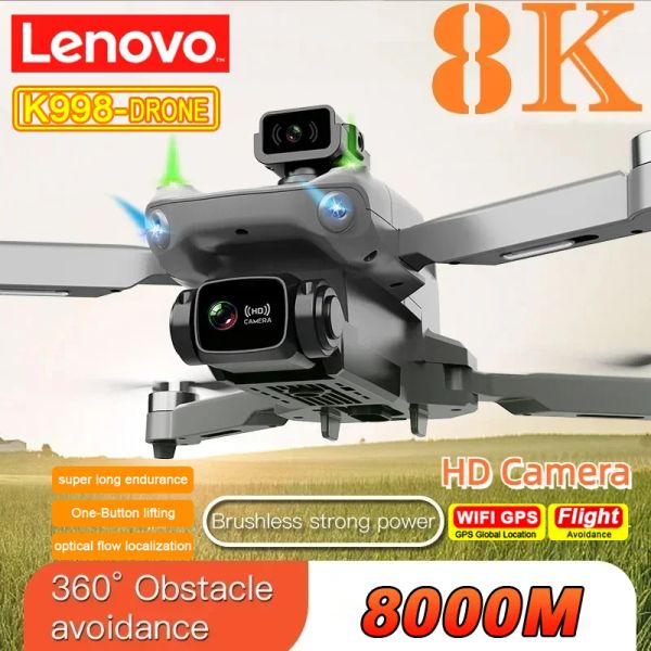 Drones Lenovo K998 Caméra de drone professionnel HD 8K S11 Vision Obstacle Évitement de moteur sans balais GPS 5G Quadcoptère pour enfants adulte jouet