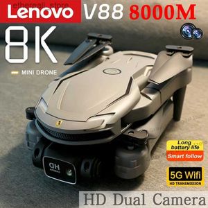 Drones Lenovo V88 Drone 8K professionnel Anti-secousse HD double caméra omnidirectionnelle évitement d'obstacles UAV télécommande 8000M Q231108