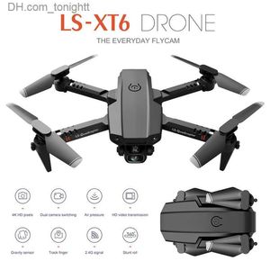 Drones LSRC LS-XT6 4K HD Dual Lens Mini Drones Uav WiFi 1080p Real-time transmissie FPV Drone Dubbele camera's Opvouwbaar RC Quadcopter Kerstspeelgoed Q231102