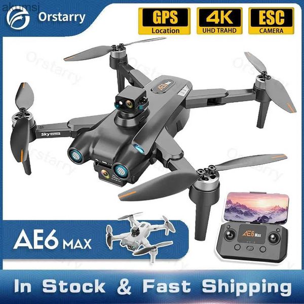 Drones Nouveau Drone AE6 /AE6 Max GPS 4K ESC caméra professionnelle 5G FPV évitement d'obstacles visuels moteur sans brosse quadrirotor Drones RC jouet YQ240129