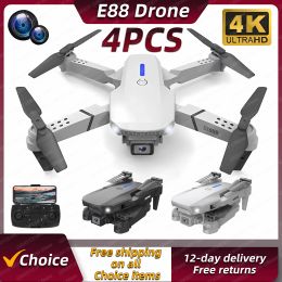 Drones Nouveau E88Pro 4 pièces RC Drone 4K professionnel avec grand Angle double caméra HD pliable RC hélicoptère WIFI FPV hauteur tenir tablier vendre