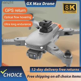 Drones nieuwe gx max drone professional 8k dubbele camera esc hindernissen vermijding g positionering wifi opvouwbare fpv rc borstelloze hoogte onderhoud wx