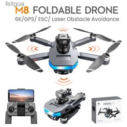 Drones Nouveau M8 Pro GPS Drone 6K HD ESC double caméra 5G Wifi sans brosse 360 laser évitement d'obstacle pliant RC Dron quadrirotor jouet cadeau YQ240213