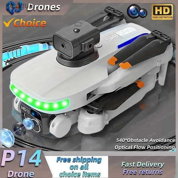 Drones Nouveau P14 Mini Drone professionnel HD ESC caméra évitement d'obstacles photographie aérienne flux optique pliable quadrirotor cadeaux jouets YQ240213