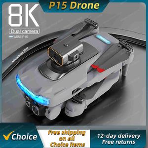 Drones Nouveau P15 Mini Drone 4k professionnel 8K HD caméra évitement d'obstacles photographie aérienne sans brosse pliable quadrirotor cadeaux jouets YQ240121