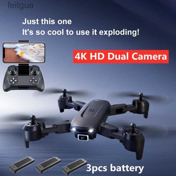 Drones Nuevo bolsillo RC Drone 4K Fotografía aérea gran angular Quadcopter con cámara dual HD Flujo óptico 3D Flips Aircraft Boy Gif YQ240211