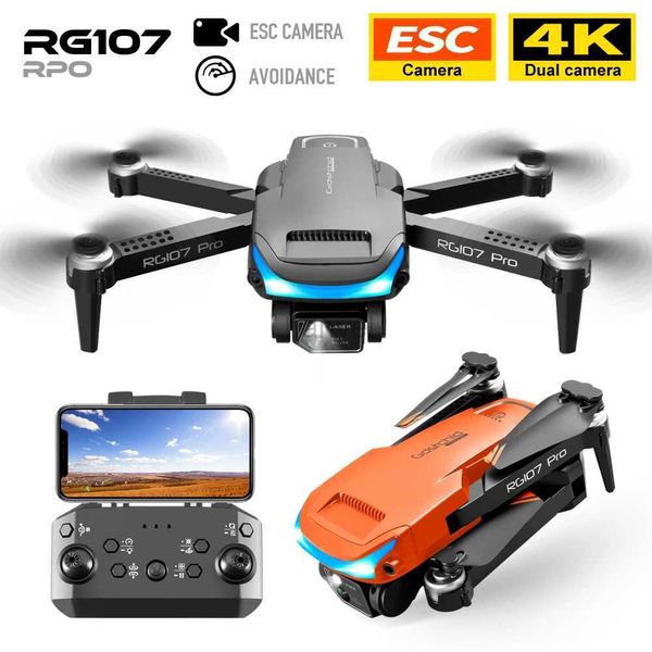 Drones nouveaux RG107 Pro Drone ESC 4K Évitement d'obstacles à trois côtés Professionnel Double Caméra HD FPV Photographie AERALABLE Quadcoptère pliable 240416