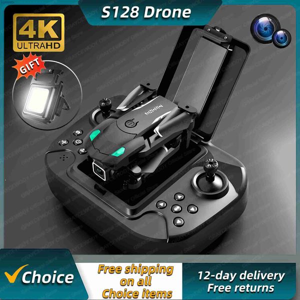 Drones Nuevo S128 Mini Drone 4K Cámara HD profesional Tres obstáculos para evitar Presión de aire Altura fija Cuadricóptero plegable vender Delantal 24313