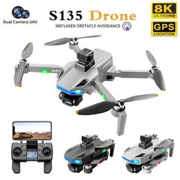 Drones Nouveau S135 RC Drone 5G WiFi FPV moteur sans brosse GPS retour 8K HD double caméra 360 Laser évitement d'obstacle RC quadrirotor Drone jouet