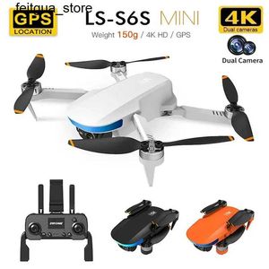 Drones New S6S Mini GPS Drone 4K Professional Dual HD EIS Camera Optical Flow 5G WiFi Brossless Pliage Four Hélicoptère RC Hélicoptère Toy Drone S24513