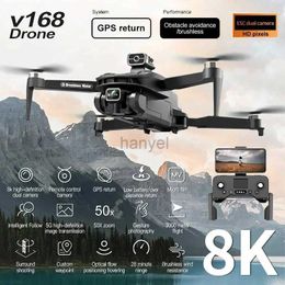 Drones New V168 Mini Drone 5G WiFi FPV PROFENSINA HD Photographie aérienne 8K Quadcoptère à double caméra pour le flux optique RC 240416