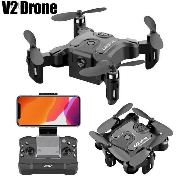 Drones Nouveau V2 Mini Drone 4K 1080P caméra HD WiFi FPV pression de l'air maintien d'altitude pliable professionnel quadrirotor RC enfants jouet cadeau YQ240213