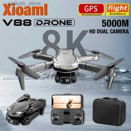 Drones Nuevo V88 Mini Drone 8k Cámara profesional 4K HD 5G / Wifi Evitación de obstáculos para fotografía aérea Flujo óptico Plegable Cuatro helicópteros Q240308