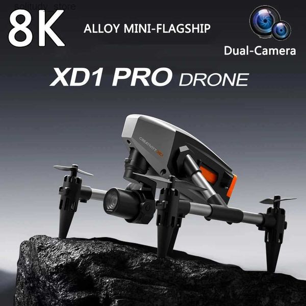 Drones Nuevo XD1 Mini Alloy Building Drone 8K Cámara dual profesional 5G WIFI Evitación de obstáculos de cuatro lados Helicóptero de flujo óptico Q240308