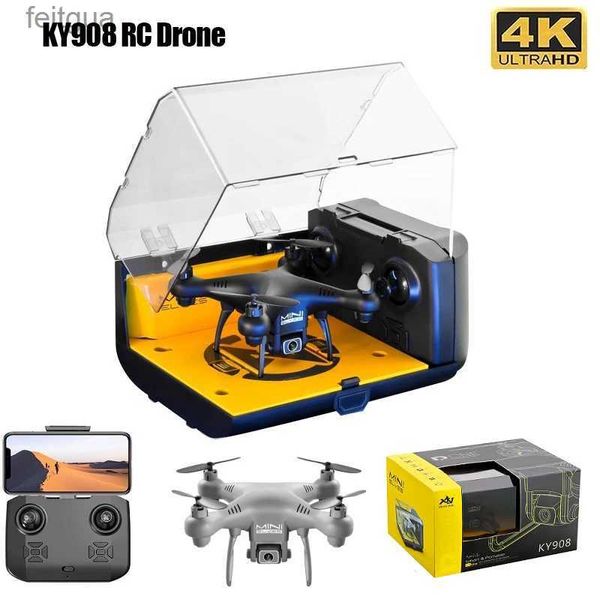 Drones Nwe KY908 Mini Drone avec caméra 4K HD WiFi FPV pression de l'air maintien d'altitude retour à une touche 360 hélicoptère RC roulant enfant jouet cadeau YQ240213