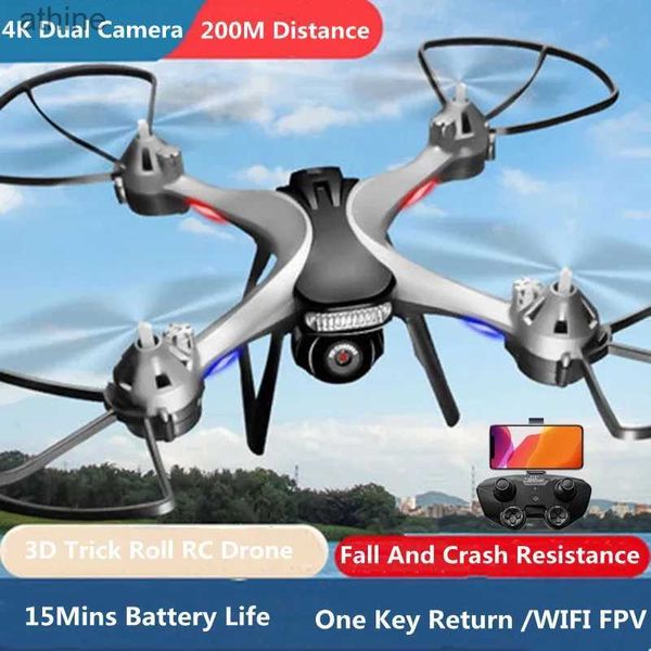 Drones One Key décollage/atterrissage 3D rouleau WIFI FPV RC Drone 2.4G 4K double caméra maintien d'altitude APP contrôle prendre photo/vidéo RC Quadcopter YQ240129