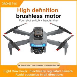 Drones P15 Drone HD Camera 4K en temps réel Photographie aérienne Obstacle évitement Aircraft Optical Flux Fixed Hautable Pliable Quadcoptère 240416