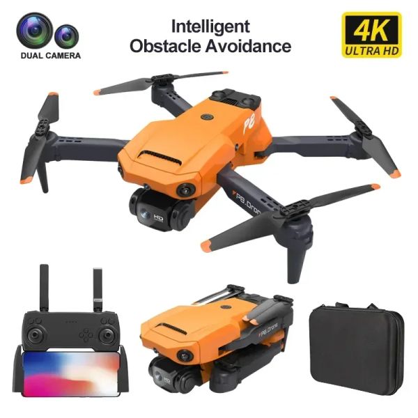 Drones p8 mini 4k drone 360 Évitement des obstacles RC quadcopter dron électrique hd double caméra 5G wifi télécommande FPV Hélicoptère