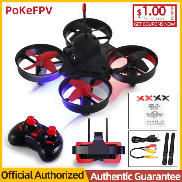 Drones POKEFPV RTF Micro FPV RC Racing Quadcopter Drone Drone con LSVR009 Mini Goggles FPV Auriculares VR 1000TVL 40Ch Camera Helicopter Drone