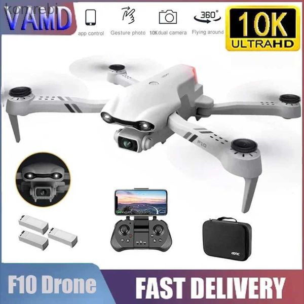 Drones Drone professionnel cadeau nouveau RC F10 10K 5G WIFI grand Angle FPV en temps réel HD double caméra GPS Distance de Transmission 3000M 24313