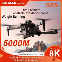 Drones PZBK 2023 Nieuwe K6 Max RC Drone Drie HD-camera 4K Professioneel Obstakel vermijden Optische stroom Positionering Dron Wifi 5G Speelgoedcadeau Q231108