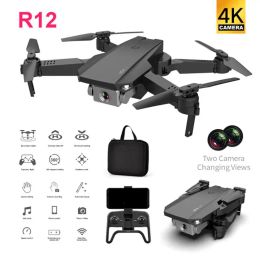 Drones R12 Pliage UAV HD Photographie aérienne 4K Aircraft 1100mAh Batterie plus grande capacité Dual Camera Mini Remote Control Aircraft