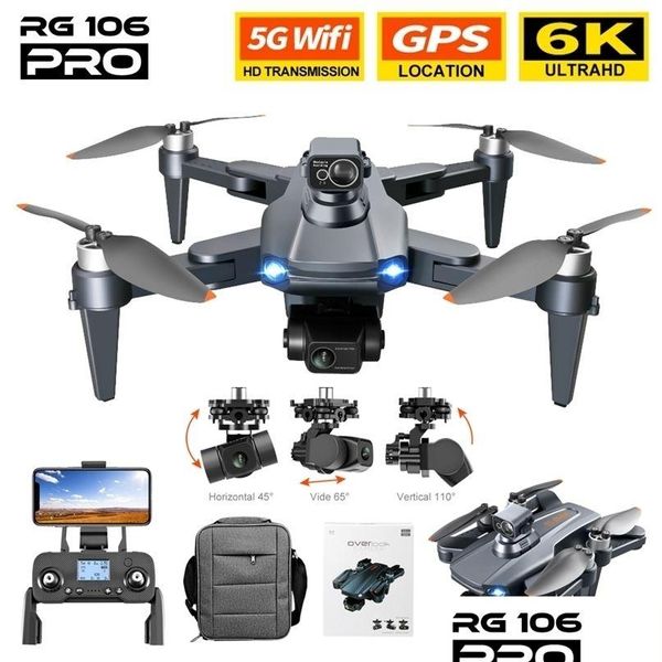 Drones Rg106 Drone 6K double caméra GPS professionnel avec hélicoptère Rc sans balais à 3 axes 5G Wifi FPV Quadcopter jouet 221014 livraison directe Ot8N9