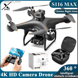 Drones S116 Max Drone 4K double caméra aérienne moteur sans balais batterie longue durée évitement d'obstacles Dron caméra 8K GPS Drone professionnel Q231108