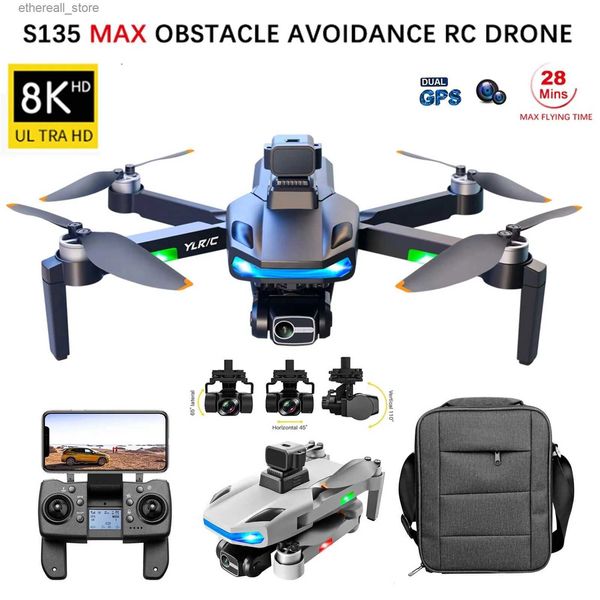 Drones S135 Pro Max GPS Drone 8K HD double caméra Anti-secousse photographie aérienne évitement d'obstacles cardan moteur sans brosse RC quadrirotor Q231108