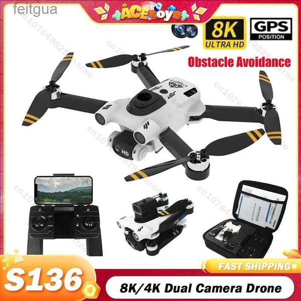 Drones S136 PRO Ultra RC Dron 8K caméra Drone GPS évitement d'obstacles quadrirotor FPV Wifi hélicoptère moteur sans brosse cadeaux YQ240213