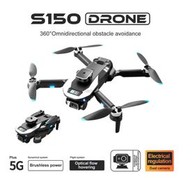 Drones S150 RC Drone 4K HD Dual Camera Professional Professional Aerial Photography Obstacle Vermijding Borstelloze helikopter afstandsbedieningsvlak 240416