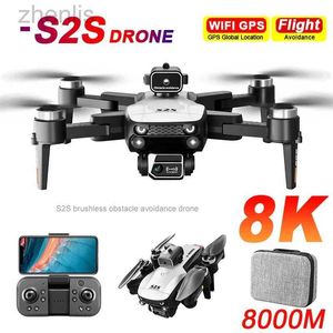 Drones S2S Mini Drone 4K 8K Camera haute définition Évitement d'obstacles pour la photographie aérienne Motor sans balais pliable rc quatre hélicoptères Childrens Toy D240509