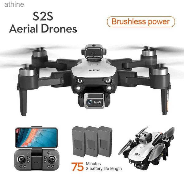 Drones S2S RC Drone 6K HD double caméra professionnelle évitement de flux de lumière hélicoptère sans brosse pliant télécommande avion garçon jouet YQ240129