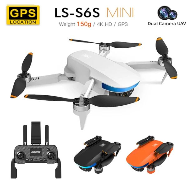 Drones S6S Mini Drone 4K GPS GPS Professional HD Dual Camera Aerial Photography Drone 5G WiFi FPV Motor sans balais RC Dron Pliant Quadcopter