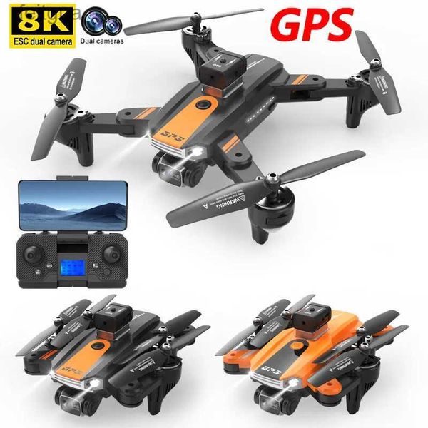 Drones S9 GPS RC Drone con 8K HD Cámara dual Evitación de obstáculos Helicóptero Profesional Sin escobillas Control remoto Avión Juguetes YQ240211