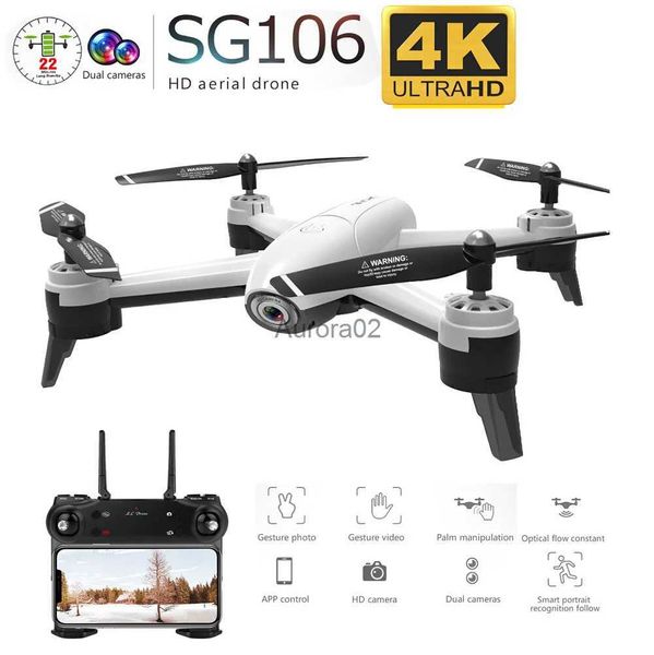 Drones SG106 RC Drone Optical Flow 1080p HD Double Caméra en temps réel Video Video Quadcopter Aircraft Positionnement RTF Toys Kids YQ240217