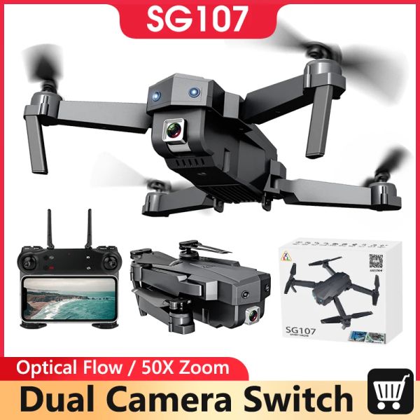 Drones SG107 Mini Drone 5G Wifi One o Dual Camera Drones Flujo óptico 50x Tiempo Zoom FPV Quadcopter Photography Aerial RC Dron Toys