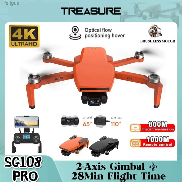 Drones SG108 Pro 4K GPS Drone 5G Wifi FPV HD Cámara dual con cardán de 2 ejes sin escobillas Quadcopter plegable 1000M Profesional RC Dron YQ240211