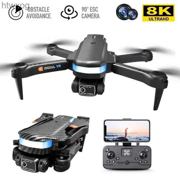 Drones meilleures ventes nouveau V8 2.4G flux optique évitement d'obstacles lumière photographie aérienne 8K double caméra Droness YQ240201