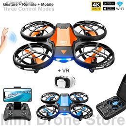 Drones V8 Groothandel Inductiebesturing RC Helikopters Speelgoedcadeau FPV VR Mini Drone 4k HD Luchtfotografie Opvouwbare quadcopter met camera Q231108