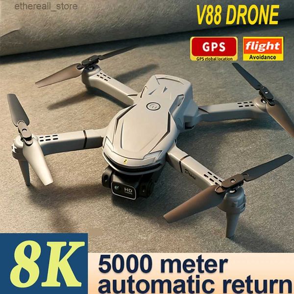 Drones V88 Drone 5G 8K Photographie aérienne professionnelle Double caméra omnidirectionnelle Évitement d'obstacles UVA 5000M Q231108