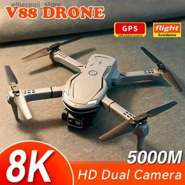 Drones V88 Drone 8K 5G Profesional HD Fotografía aérea dual Camera Omnidireccional Evitación de obstáculos Quadrotoror Helicopte de cuatro rotores Q231108