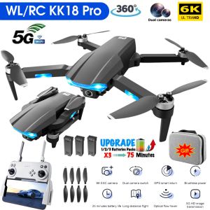 DRONES WL / RC KK18 PRO GPS GPS RC DRONE RC DRONE FPV 5G WiFi 6K Double caméra Gesture quadcoptère pour prendre des photos Batterie unique 22 minutes