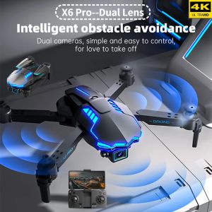 Drones X6 Pro RC Drone con cámara dual 4K HD plegable WiFi FPV Drones evitación de obstáculos localización de flujo óptico helicóptero