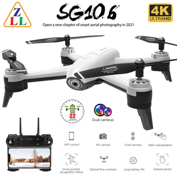 Drones ZLL SG106 WiFi FPV RC Drone 4K Cámara Flujo óptico 1080P HD Dual Video en tiempo real Aeronave Quadcopter Dron